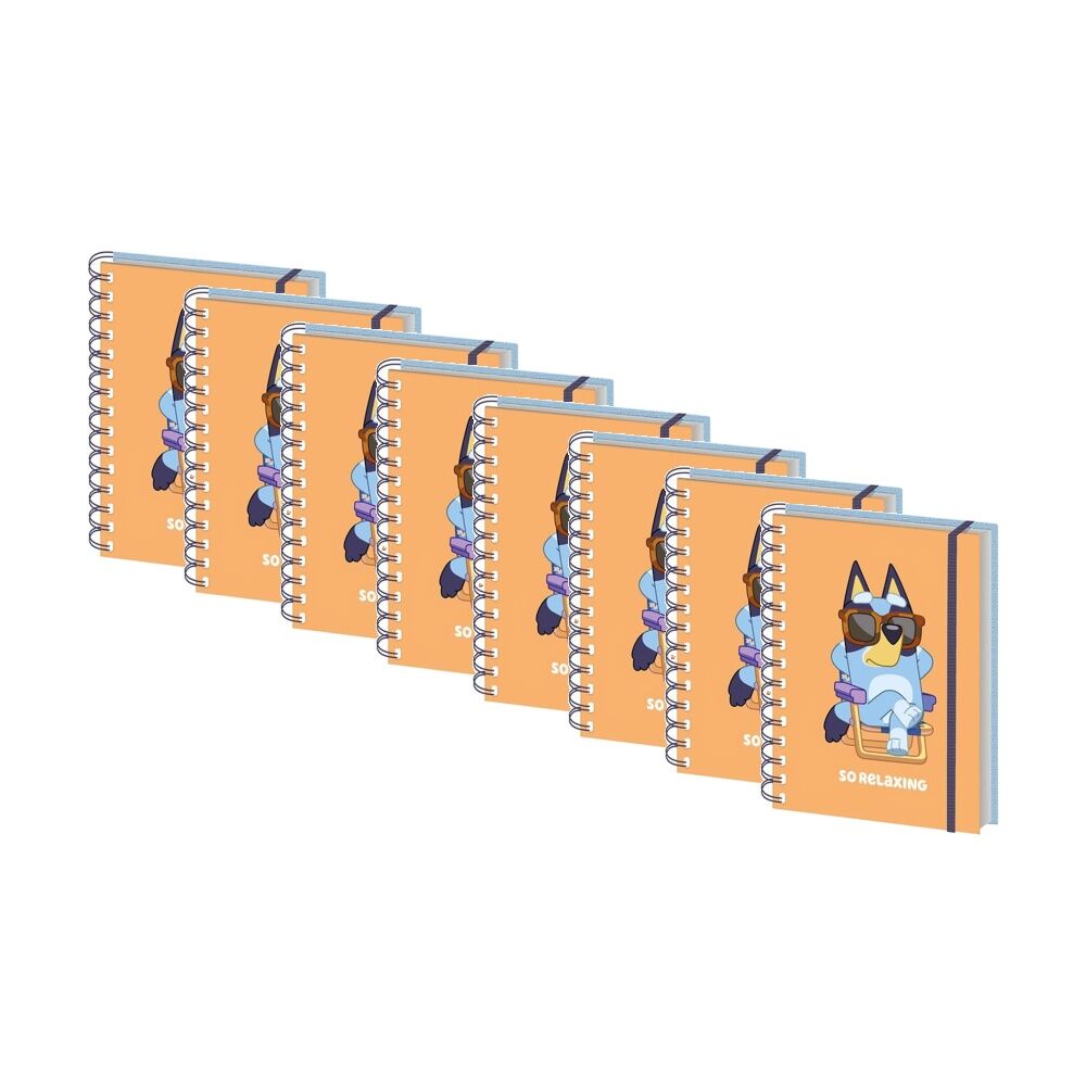 8PK Bluey So Relaxing Spiral Wiro Kids Writing Notebook Lined Orange A5 21x16cm