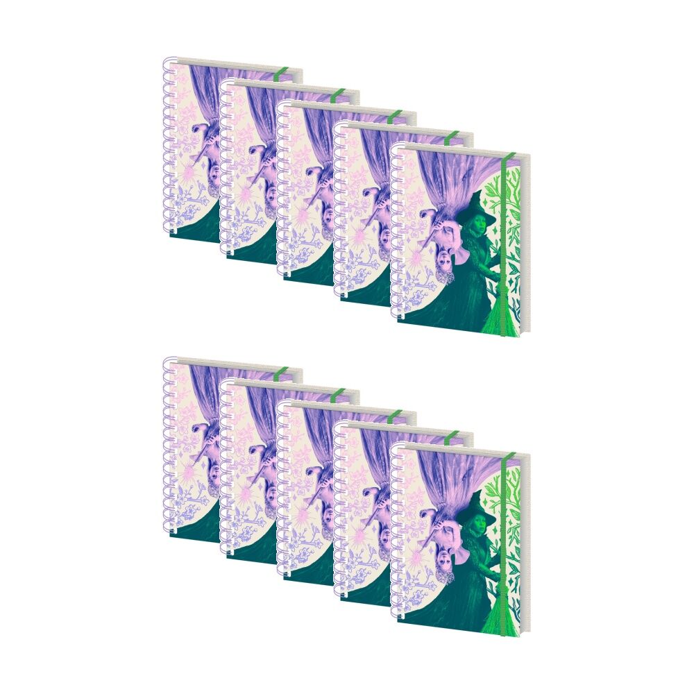 10PK Wicked 2 Glinda and Elphaba Wiro Spiral Writing Notebook Lined A5 21x16cm