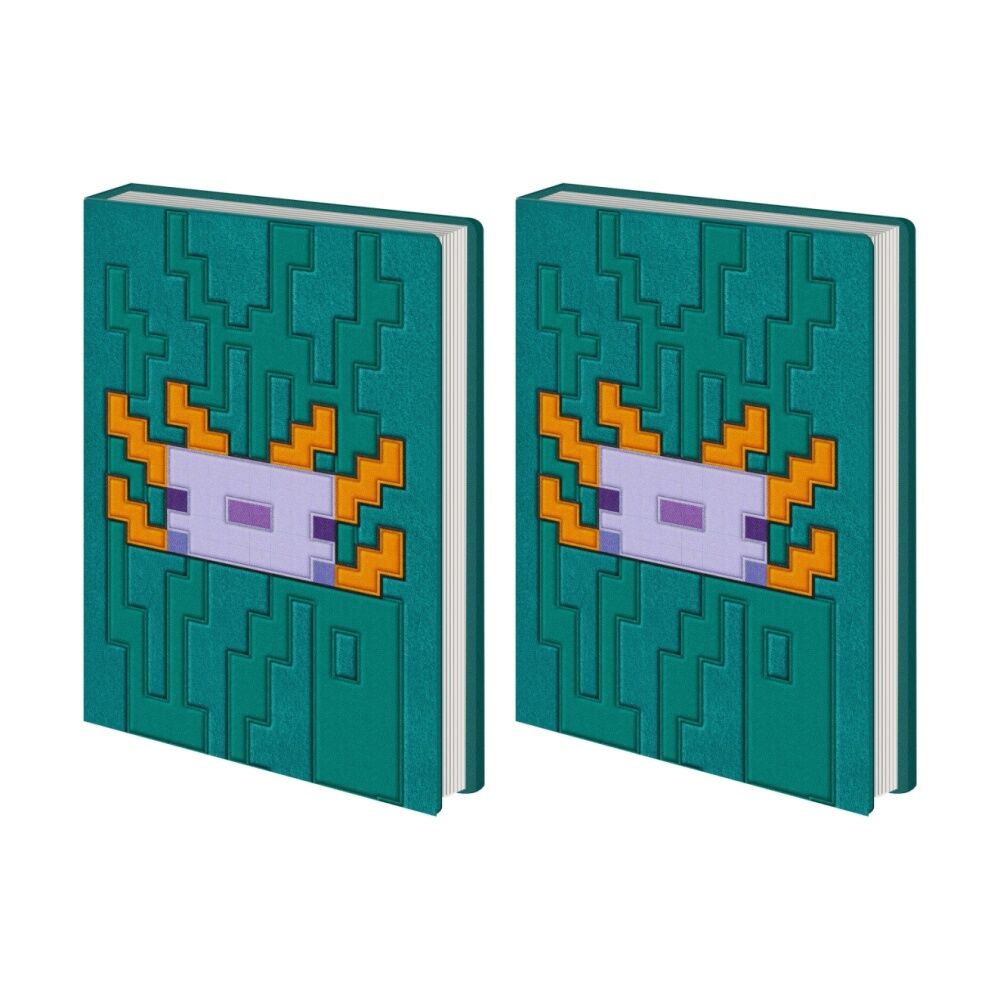 2PK Minecraft Green Axolotl Plush Notebook W/ Inner Compartment A5 21x16cm