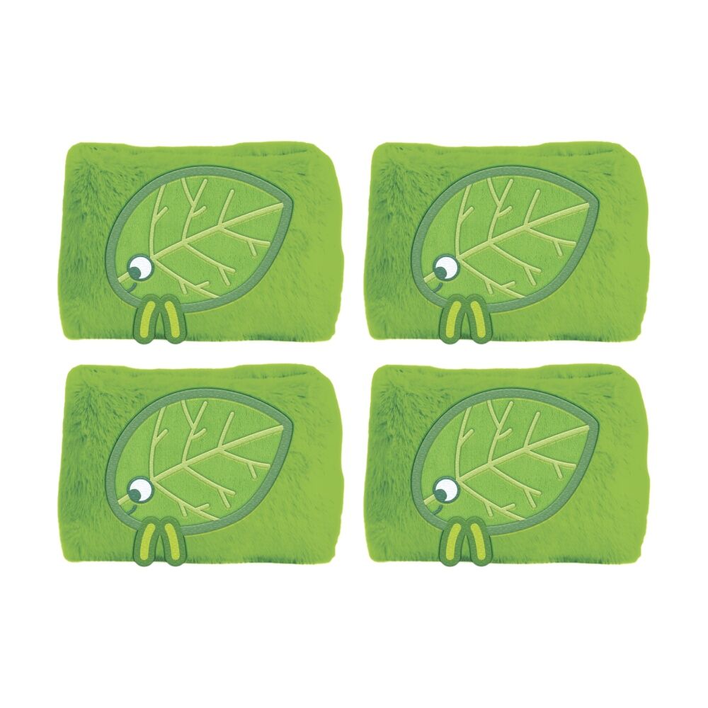 4PK Bluey Leaf Plush Zippered Pencil Case Rectangle Green & White