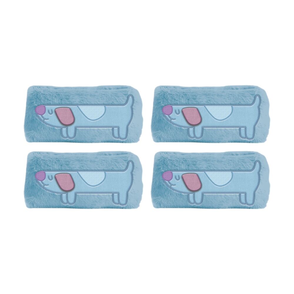 4PK Bluey Long Dog Plush Zippered Stationary Pencil Case Rectangle Blue