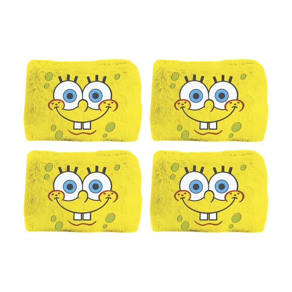 4PK Spongebob Plush Zippered Stationary Pencil Case Rectangle Yellow