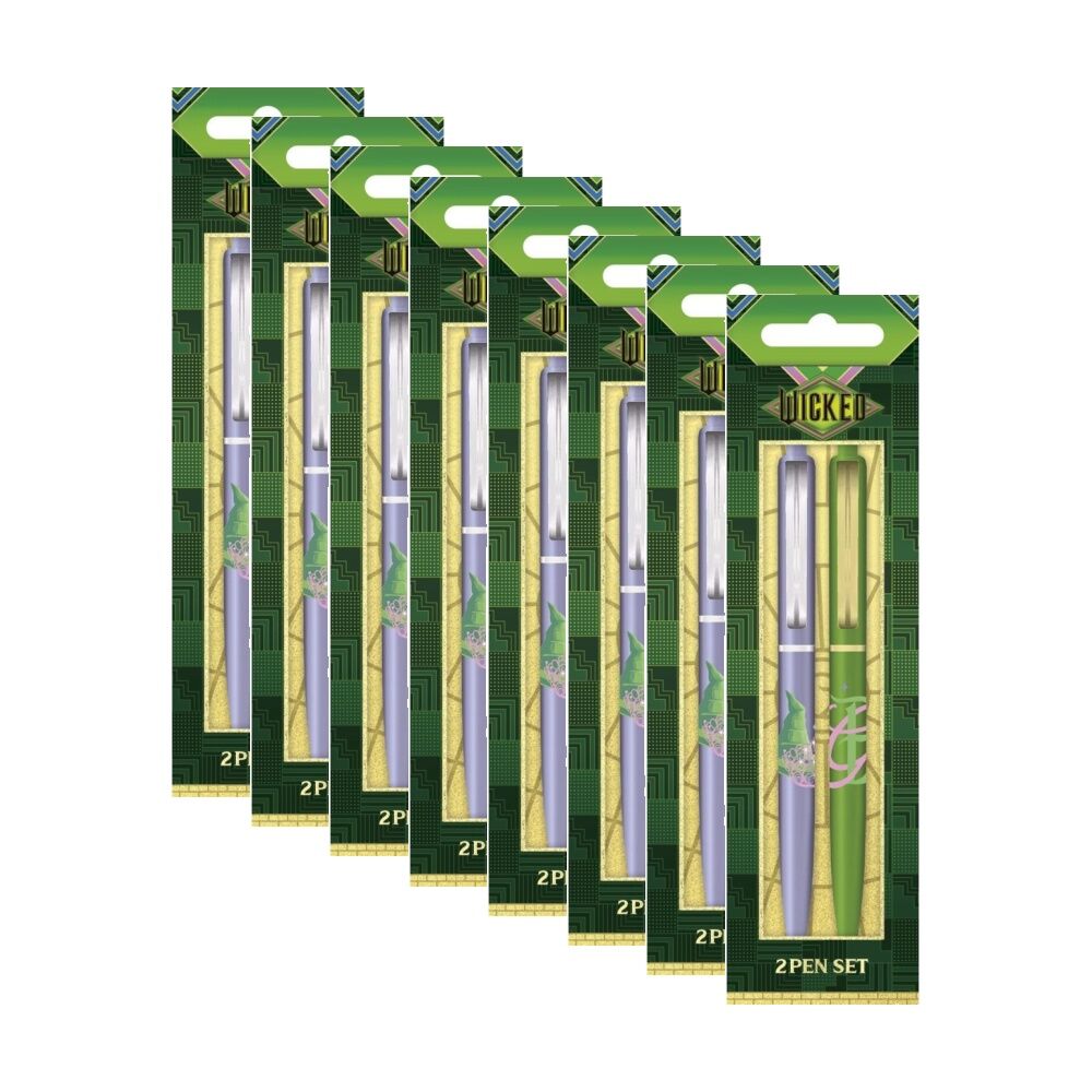 8x 2pc Wicked Elphaba and Glinda Premium Ballpoint Pen Set Click Top