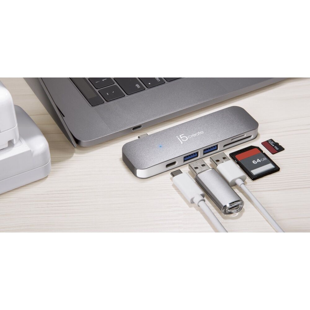 J5Create USB-C 6-in-1 UltraDrive Dock For USB-A HDMI & SD Card Connections