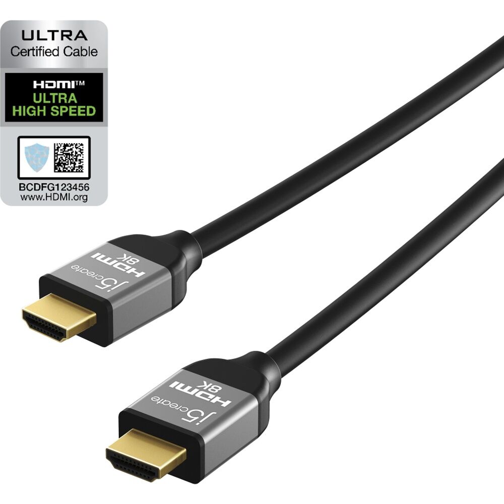 2PK J5Create UHD 8K HDMI Ultra High Speed Performance Gaming Cable Gold 1m