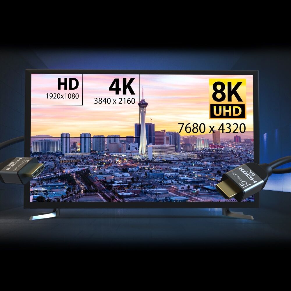 2PK J5Create UHD 8K HDMI Ultra High Speed Performance Gaming Cable Gold 1m