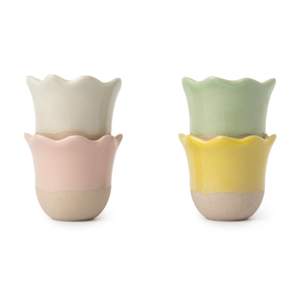 2x 4pc Jamie Oliver Mixed Colour Big Love Excellent Stoneware Egg Cups 6cm