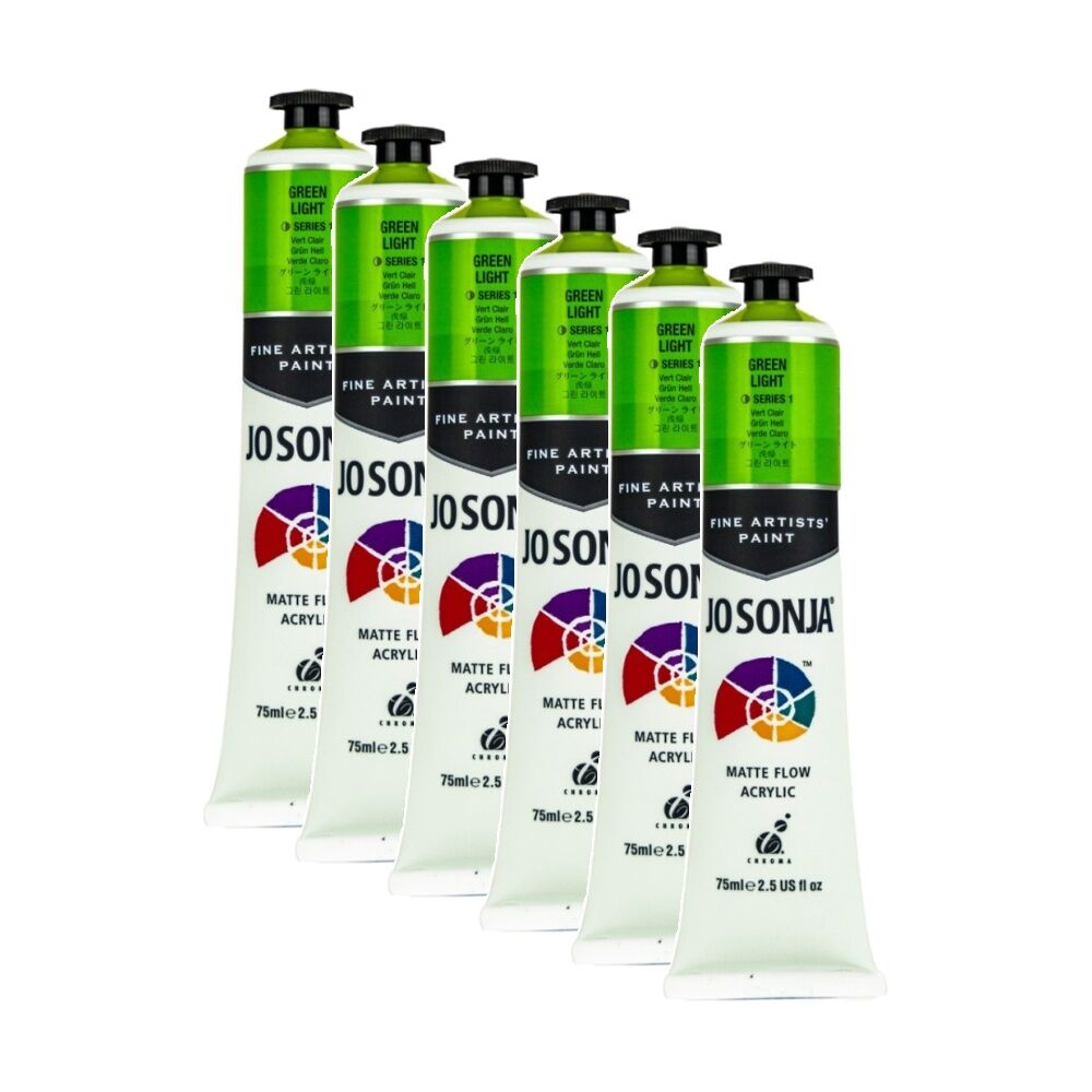 6PK Jo Sonja Acrylic Colour Series Artist Craft Paint 75mL Tube Green Light