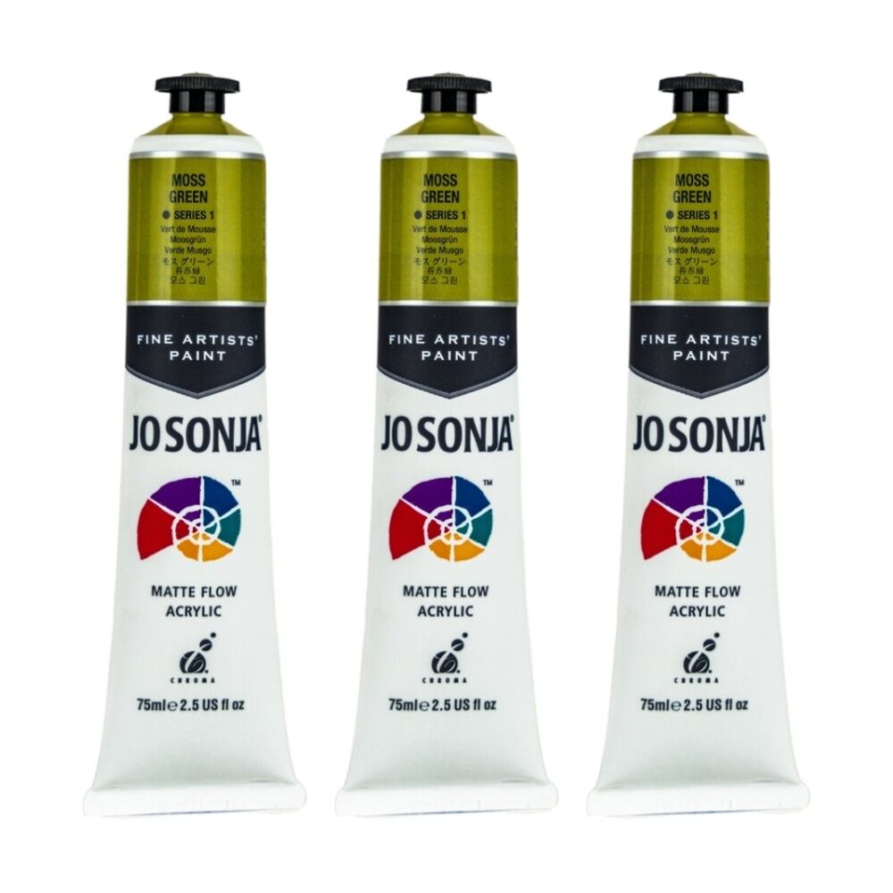 3PK Jo Sonja Acrylic Colour Series Artist Craft Paint 75mL Tube Moss Green
