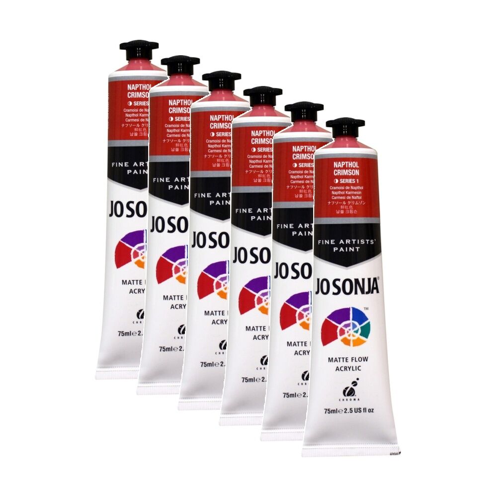 6PK Jo Sonja Acrylic Colour Series Artist Craft Paint 75mL Tube Napthol Crimson