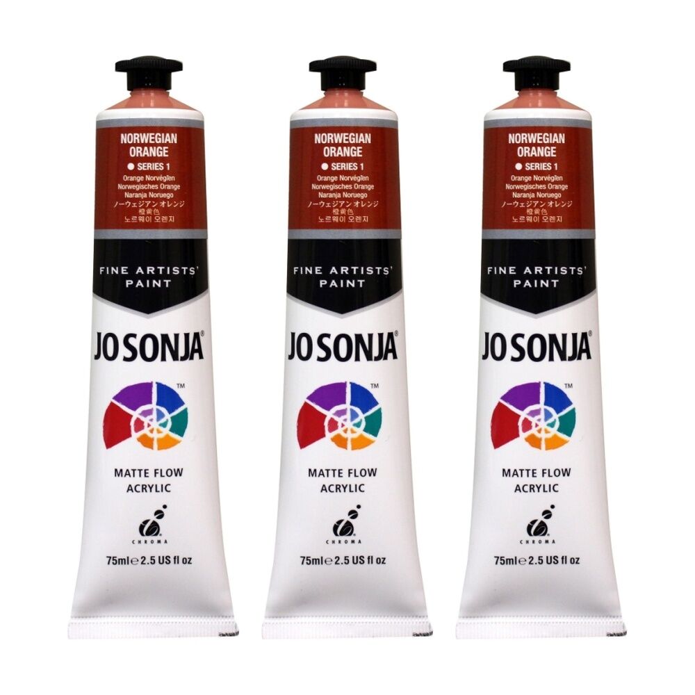 3PK Jo Sonja Acrylic Colour Series Artist Craft Paint 75mL Tube Norwegian Orange