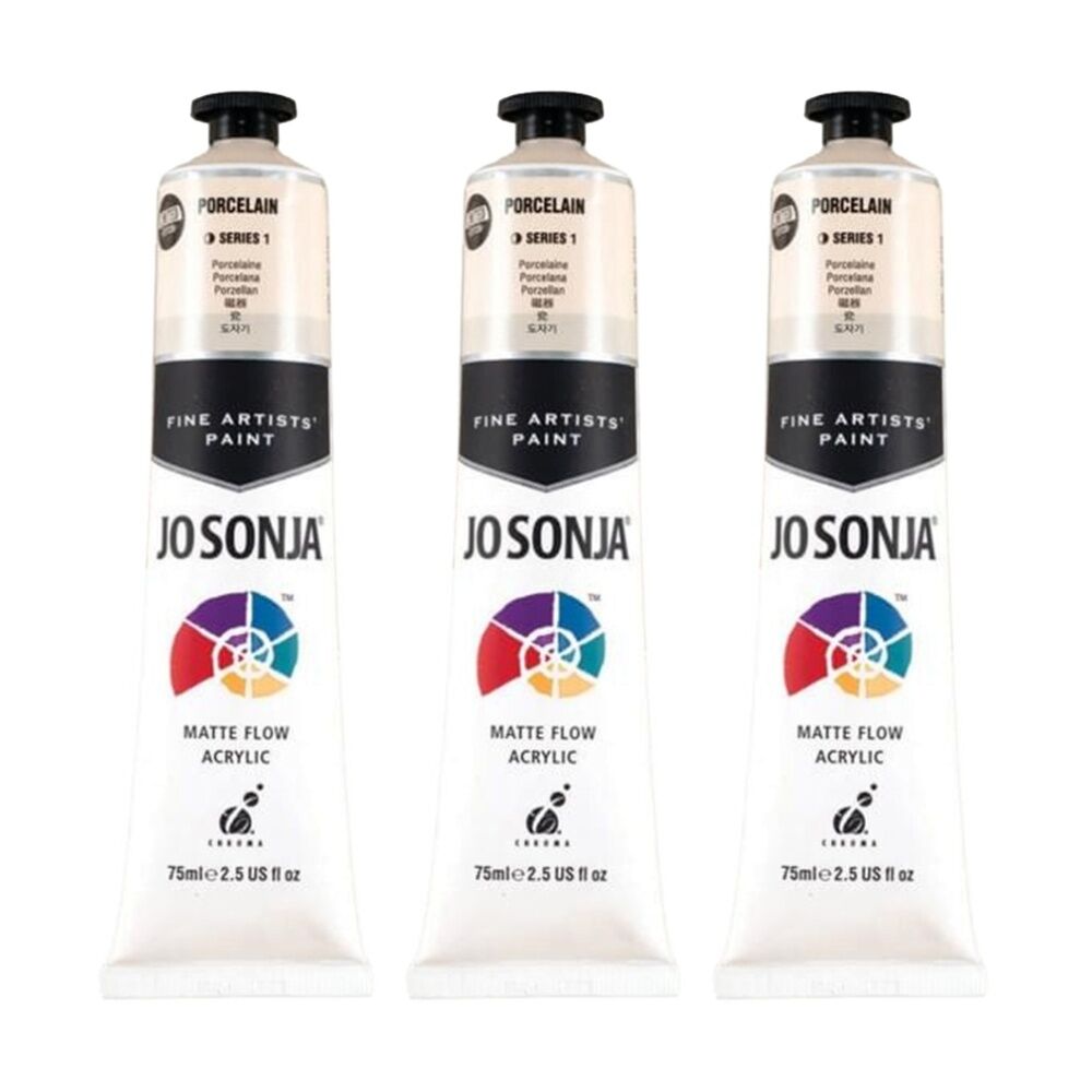 3PK Jo Sonja Acrylic Colour Series Artist Craft Paint 75mL Tube Porcelain