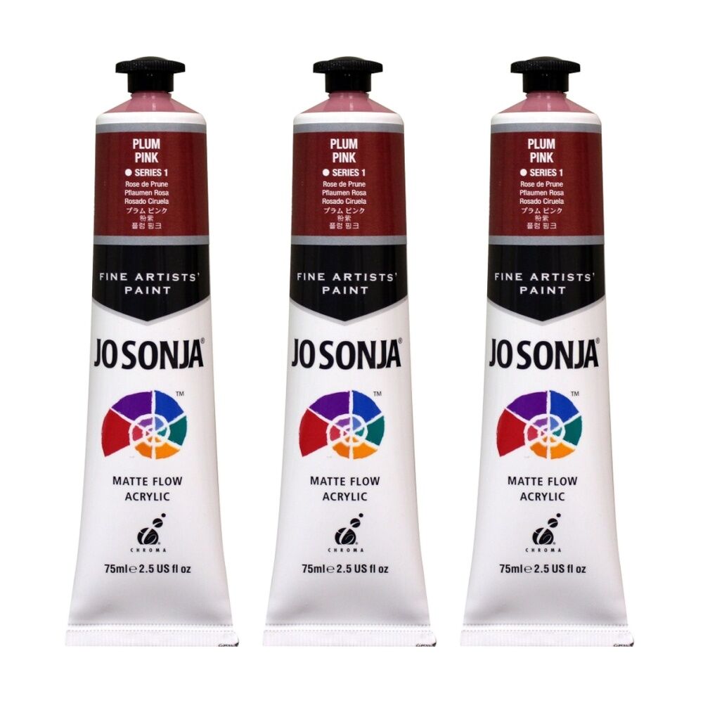 3PK Jo Sonja Acrylic Colour Series Artist Craft Paint 75mL Tube Plum Pink