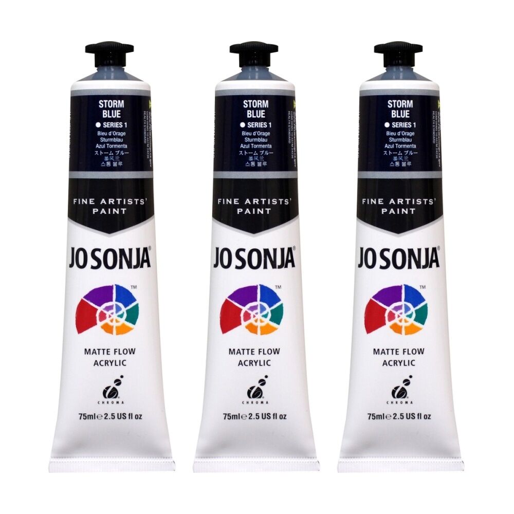3PK Jo Sonja Acrylic Colour Series Artist Craft Paint 75mL Tube Storm Blue