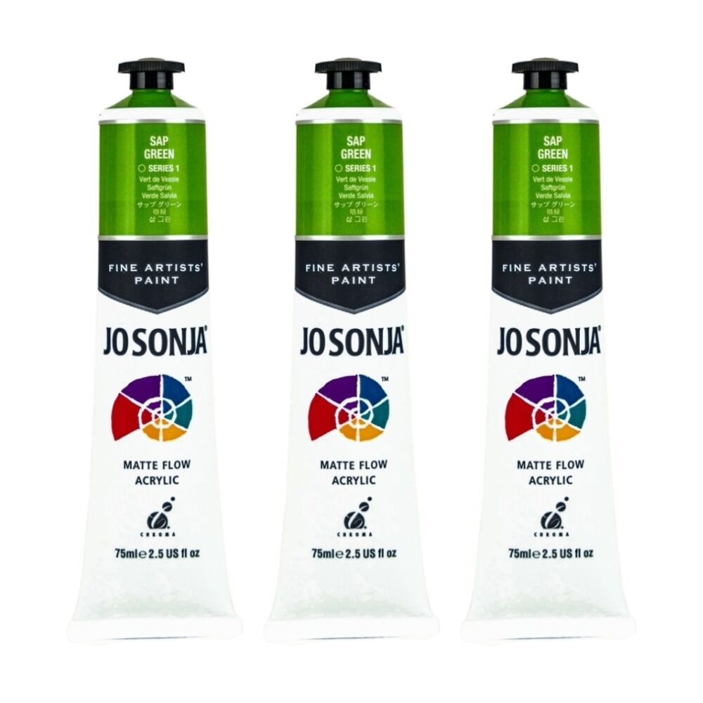 3PK Jo Sonja Acrylic Colour Series Artist Craft Paint 75mL Tube Sap Green