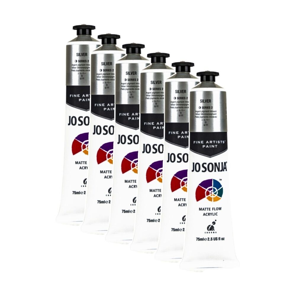 6PK Jo Sonja Acrylic Colour Series Artist Craft Paint 75mL Tube Silver