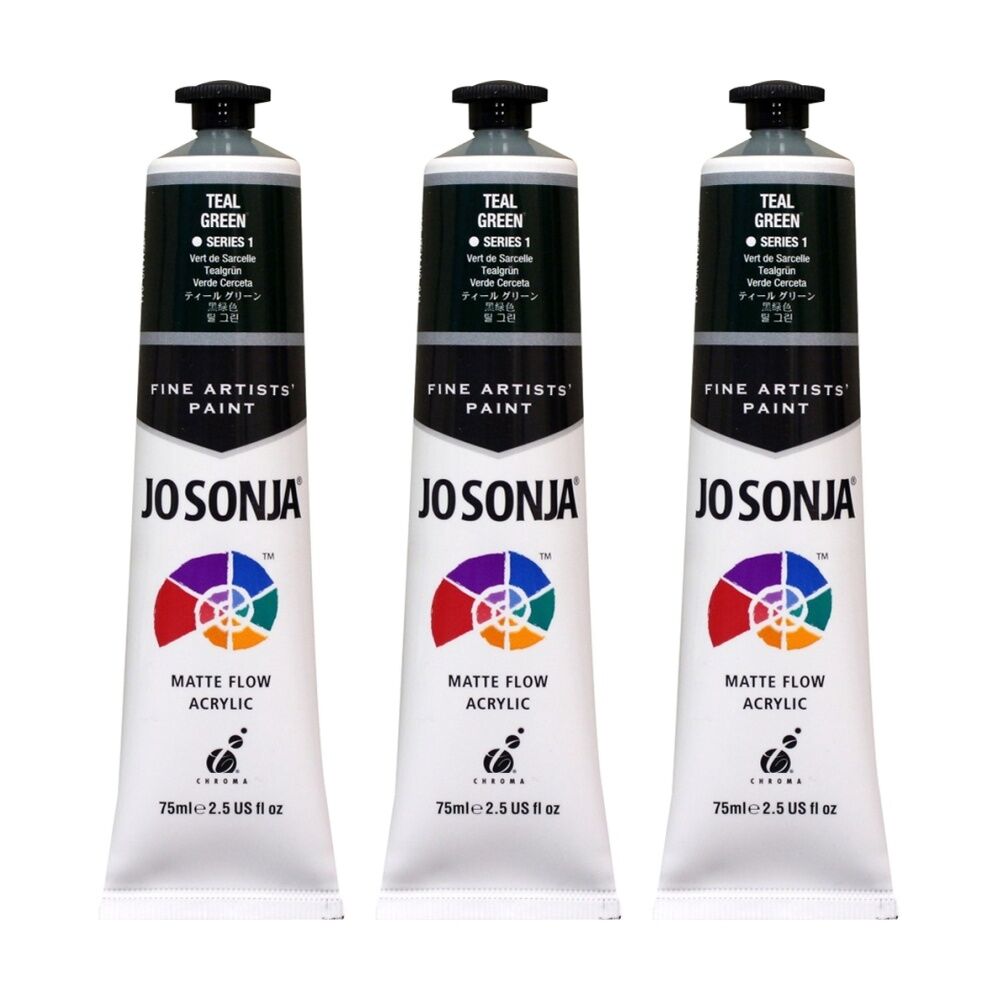 3PK Jo Sonja Acrylic Colour Series Artist Craft Paint 75mL Tube Teal Green