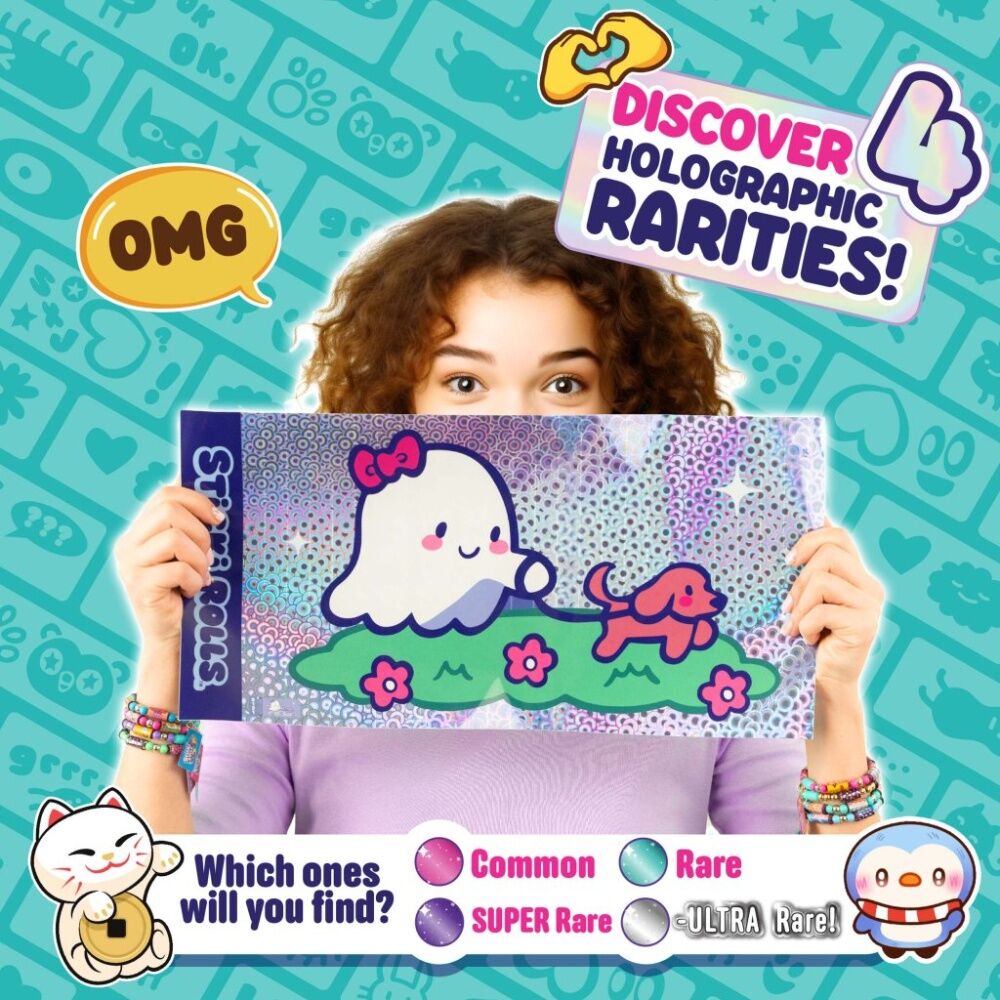 4PK Sticki Rolls Jumbo Capsule Tube Mystery Sticker Assorted