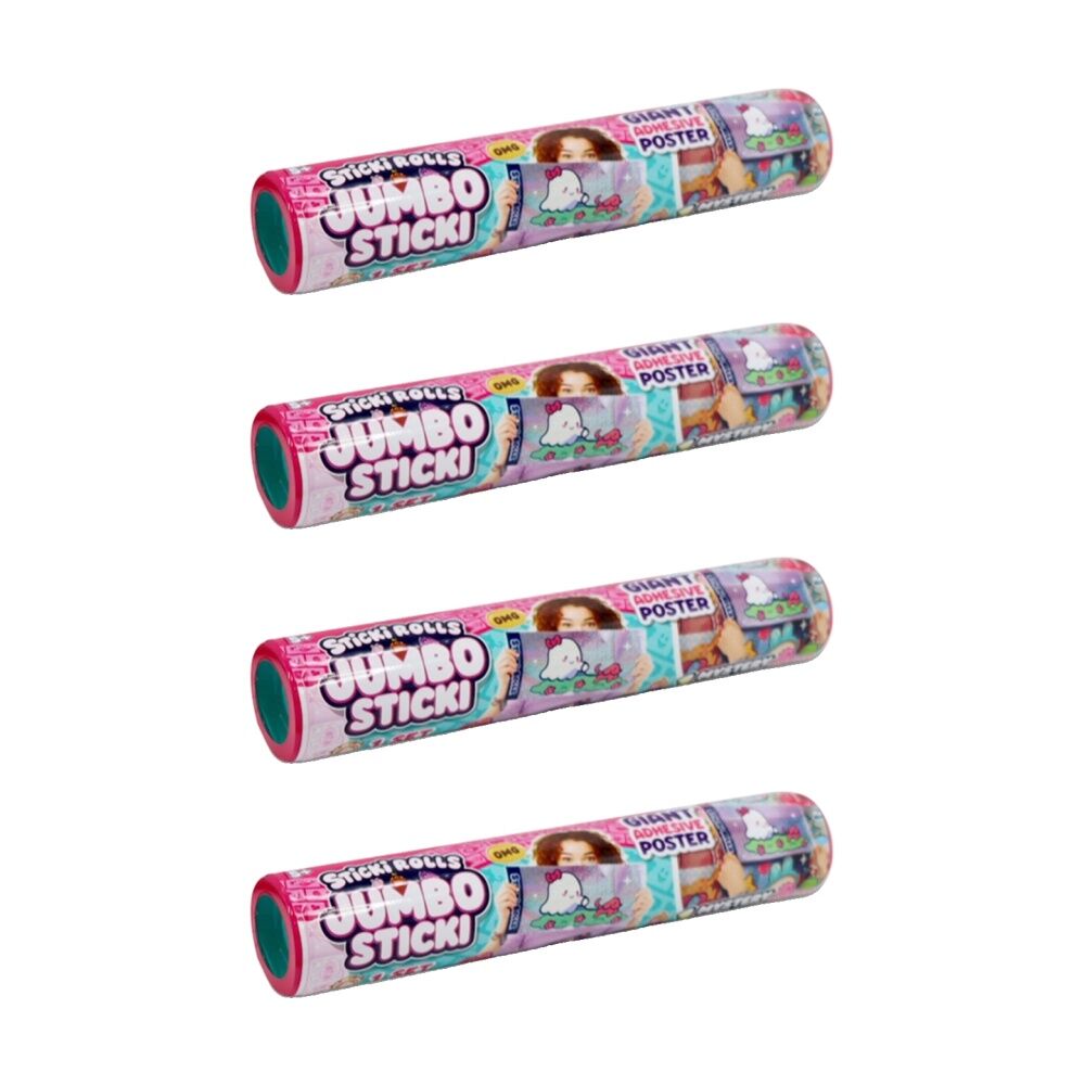 4PK Sticki Rolls Jumbo Capsule Tube Mystery Sticker Assorted