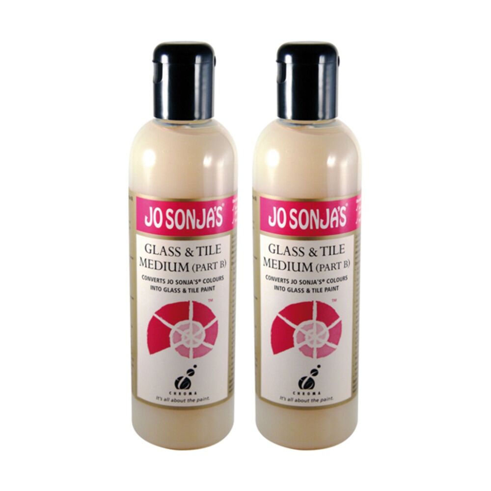 2PK Jo Sonja Medium 250ml Glass & Tile Acrylic Paint Art/Craft - Clear