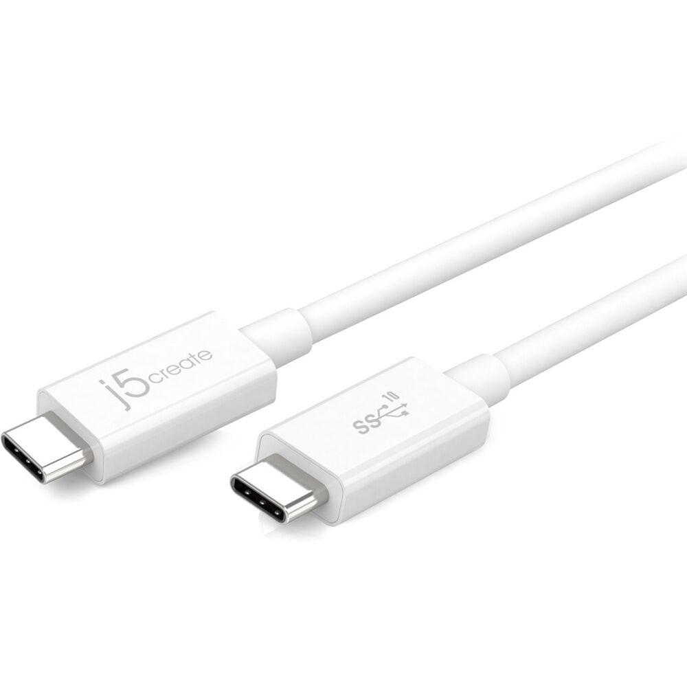 4PK J5Create JUCX01 USB-C-To-USB-C Coaxial Cable White 100W 10Gbps