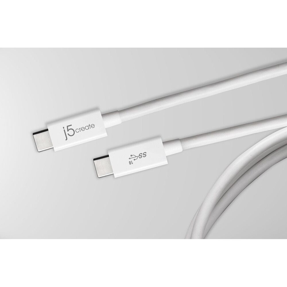 4PK J5Create JUCX01 USB-C-To-USB-C Coaxial Cable White 100W 10Gbps