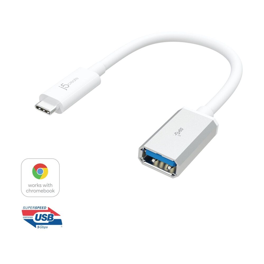 2PK J5Create USB-C To USB-A Data Transfer 5Gbps & Charging Adapter 1.5A