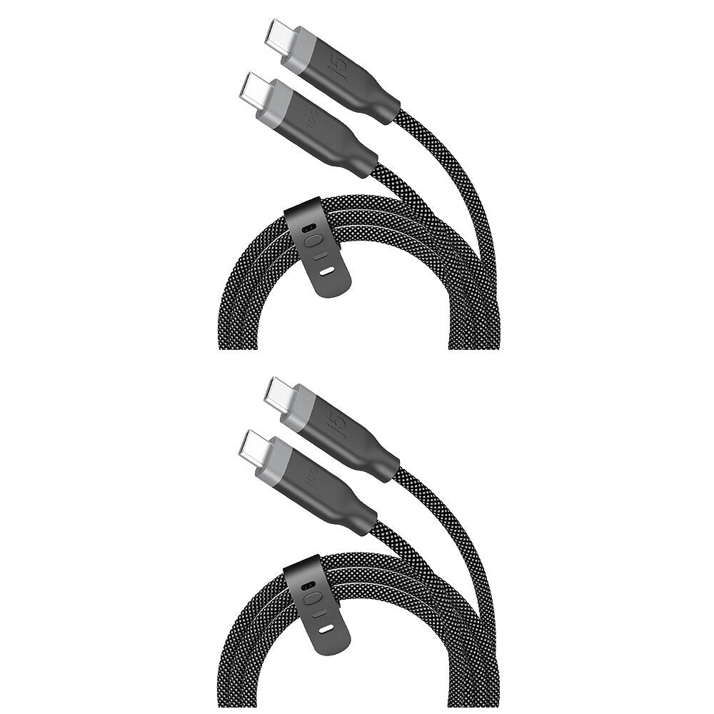 2PK J5Create PD USB-C 3-in-1 Fast Data Transfer & Charging Cable Black 1.2m