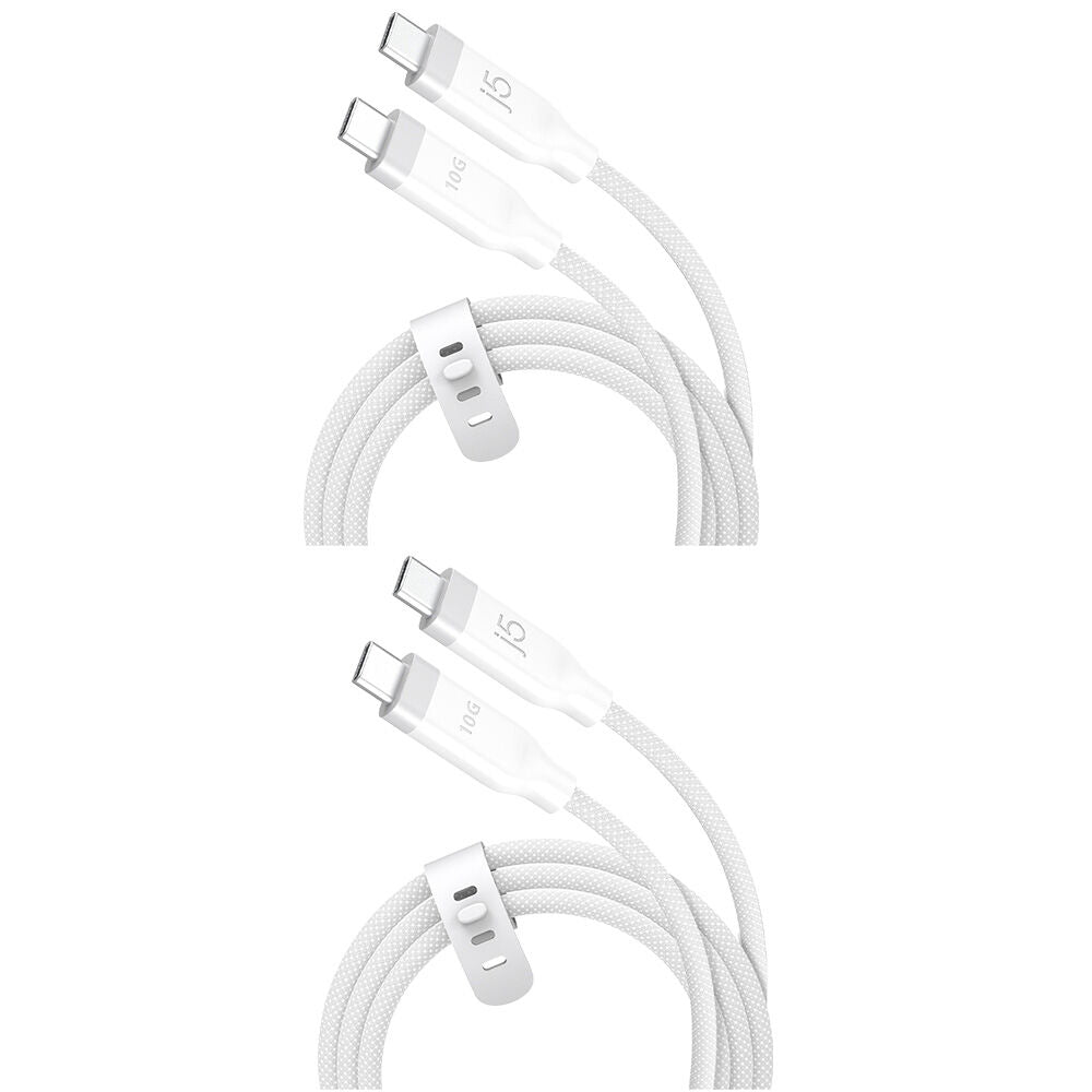 2PK J5Create PD USB-C 3-in-1 Fast Data Transfer & Charging Cable Braided 1.2m