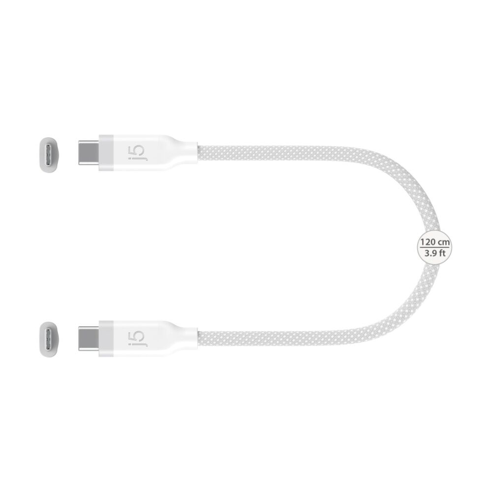 2PK J5Create PD USB-C 3-in-1 Fast Data Transfer & Charging Cable Braided 1.2m