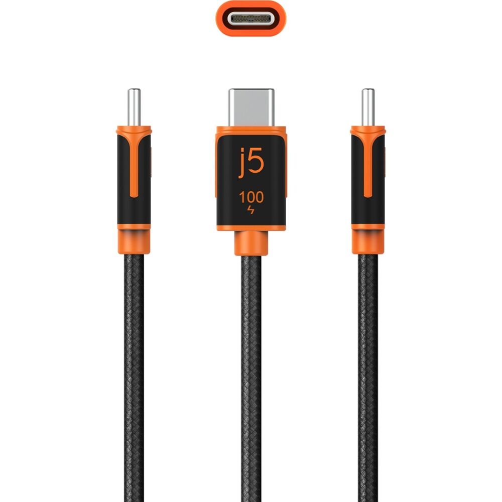 2PK J5Create USB-C-to-USB-C Sync & Fast Charge Braided Cable 100W 1.8m