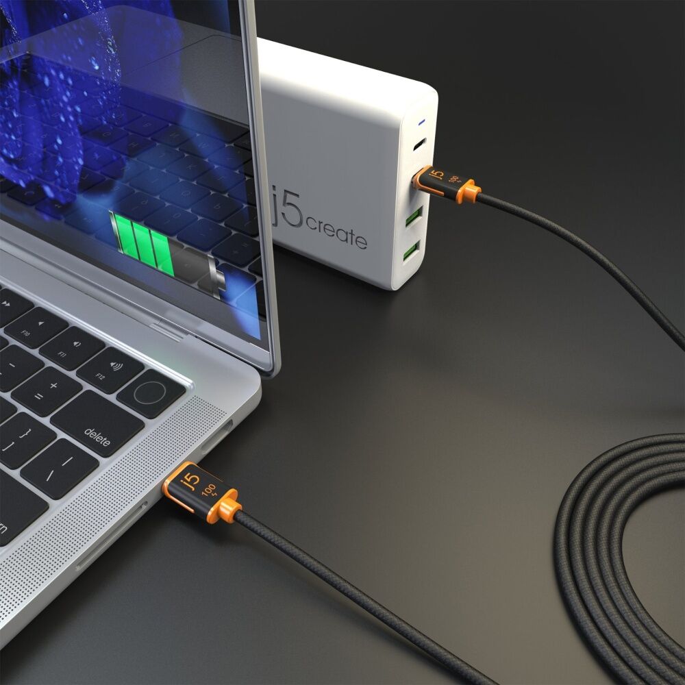 2PK J5Create USB-C-to-USB-C Sync & Fast Charge Braided Cable 100W 1.8m