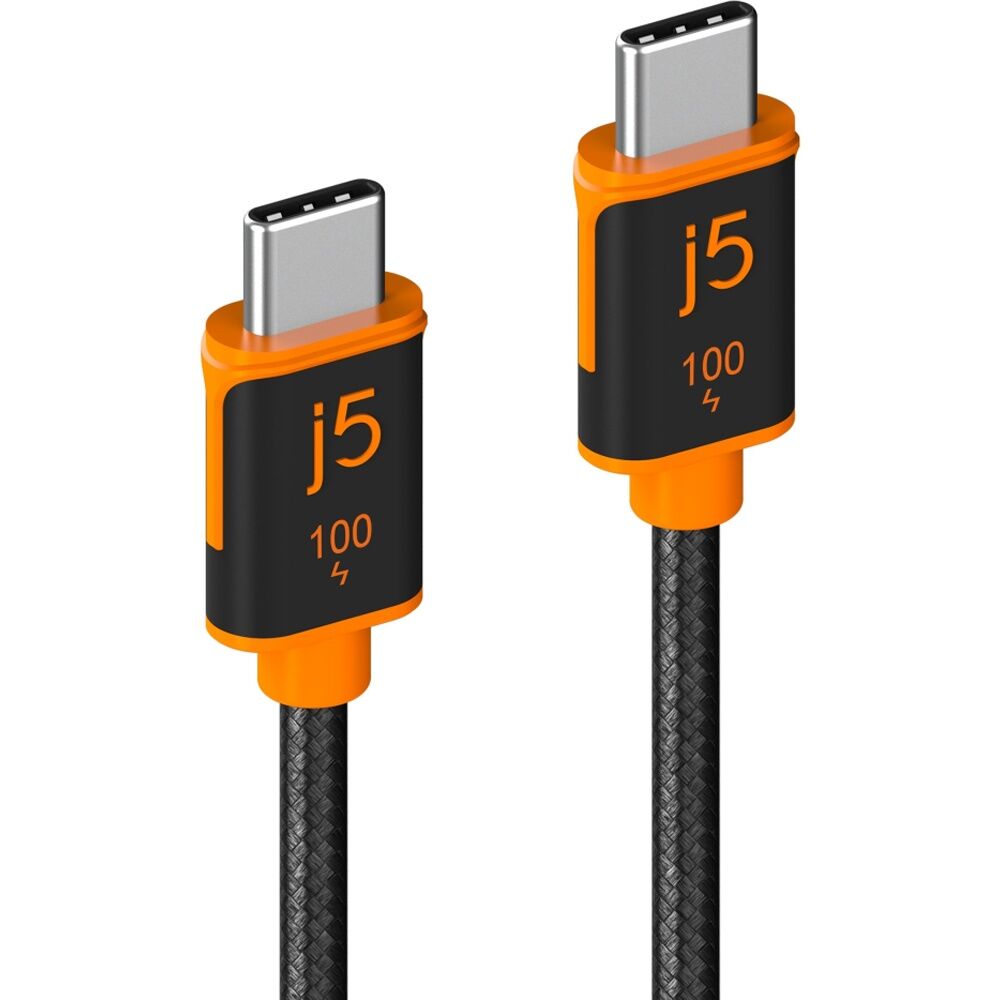 2PK J5Create USB-C-to-USB-C Sync & Fast Charge Braided Cable 100W 1.8m