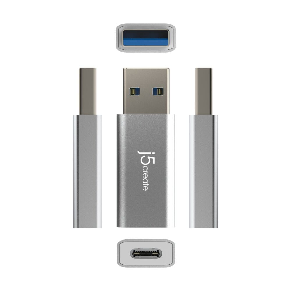 J5Create USB-A to USB-C Fast Data Transfer & Charger Adapter  Aluminum