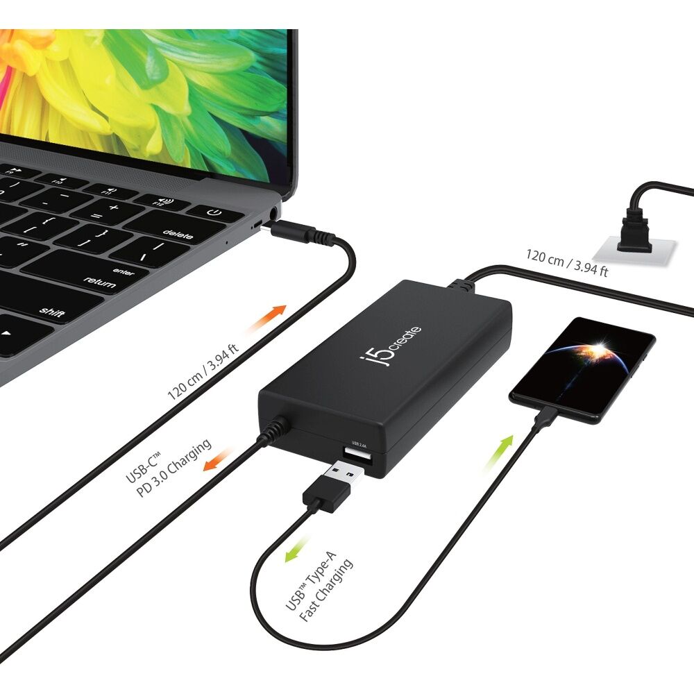 J5Create PD USB-C Super 100W Fast Charger For Simultaneous Charging