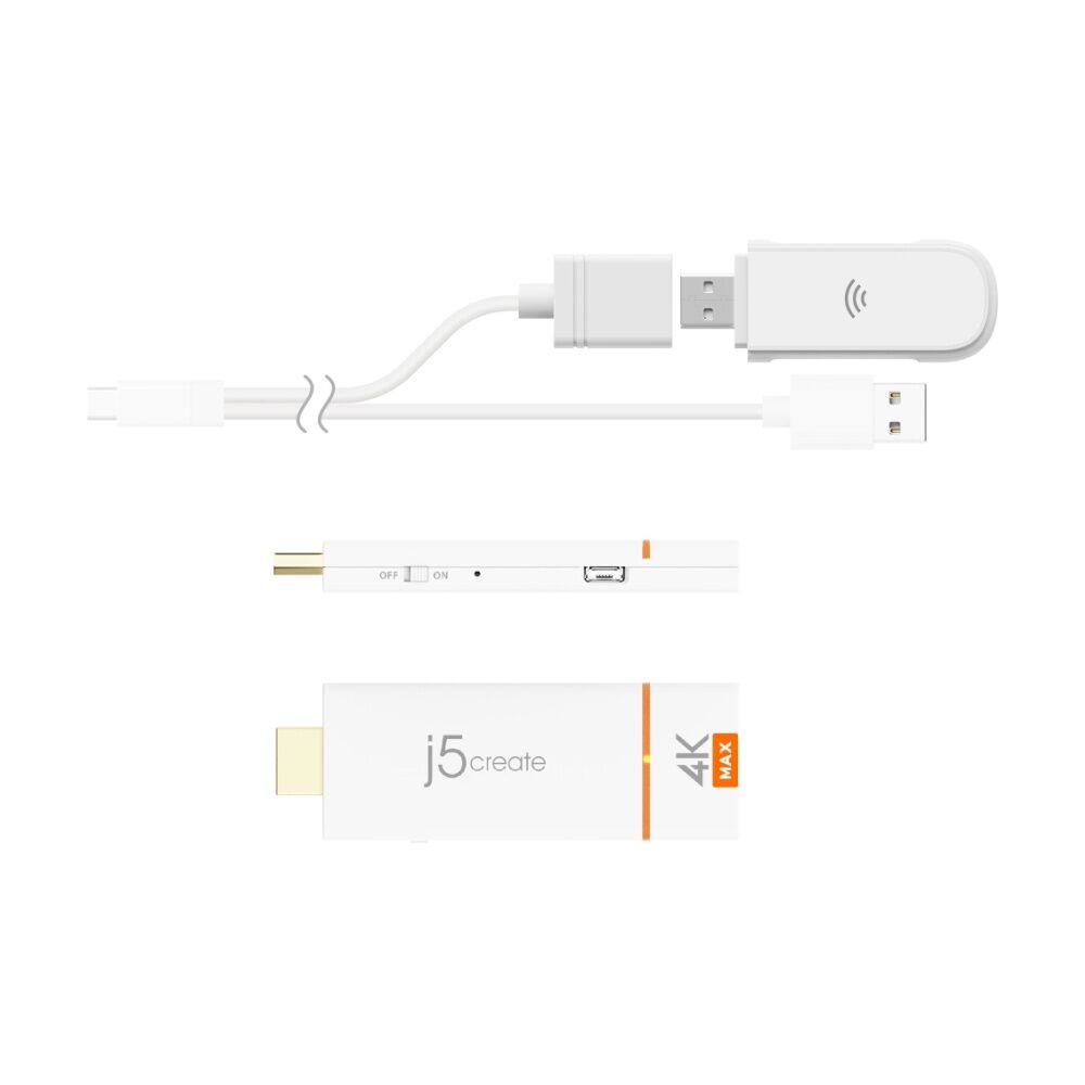 J5Create ScreenCast Wireless 4K Phone/Laptop Casting Display HDMI Adapter White