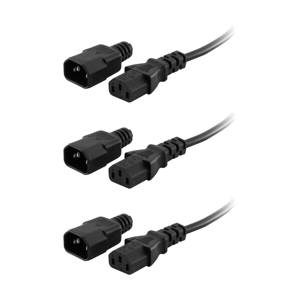 3PK Doss 2M Black Iec Extension Lead Computer Monitor Power IEC Cord Australian