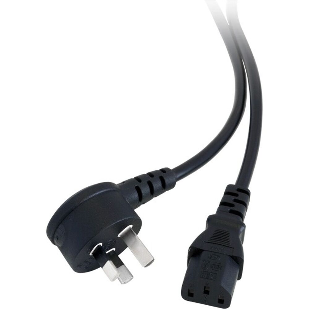 6PK Doss Iec C13 Power Lead 0.5M Right Angle End Black Cable Cord