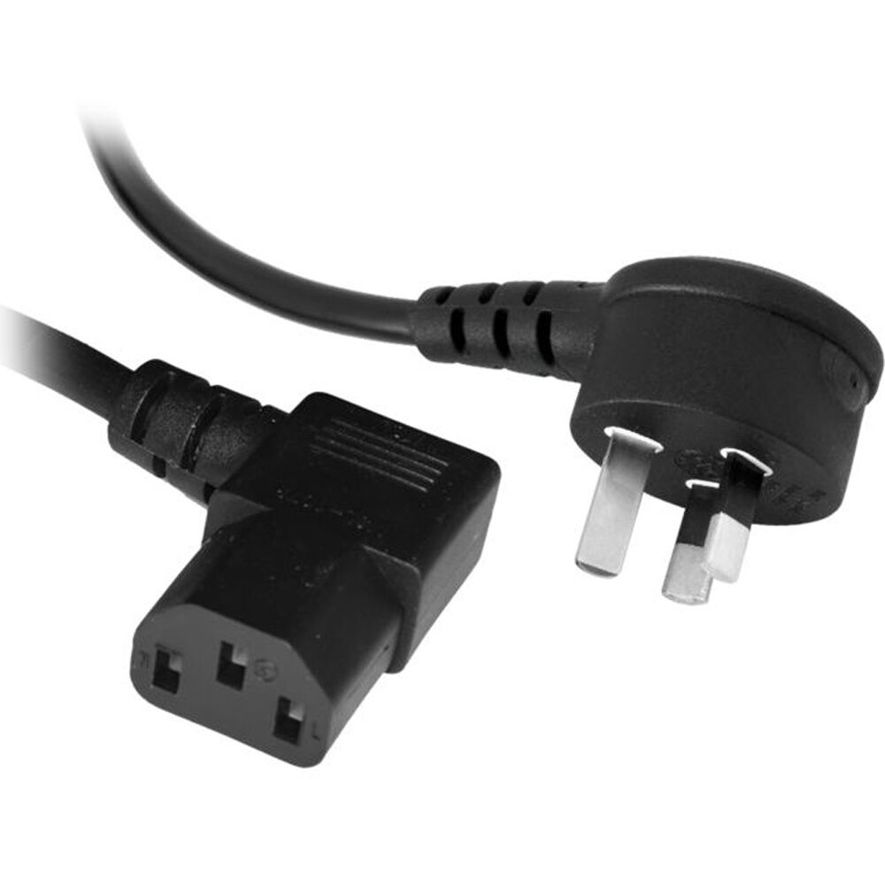 3PK Doss Iec C13 Power Lead 2M Right Angle Both Ends Black Cord Cable