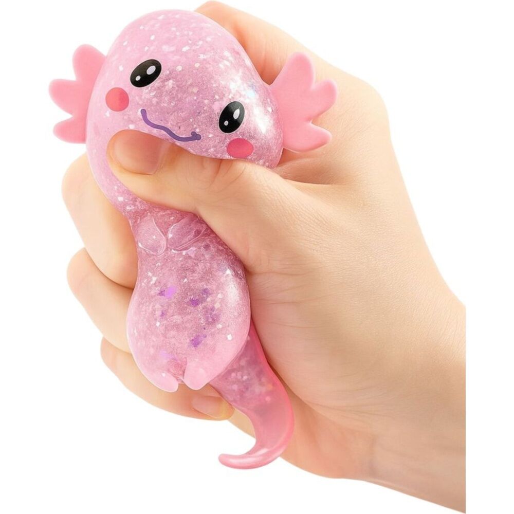 12x Keycraft Glitter Sparkly Axolotl Squeezable Sensory Toy Assorted