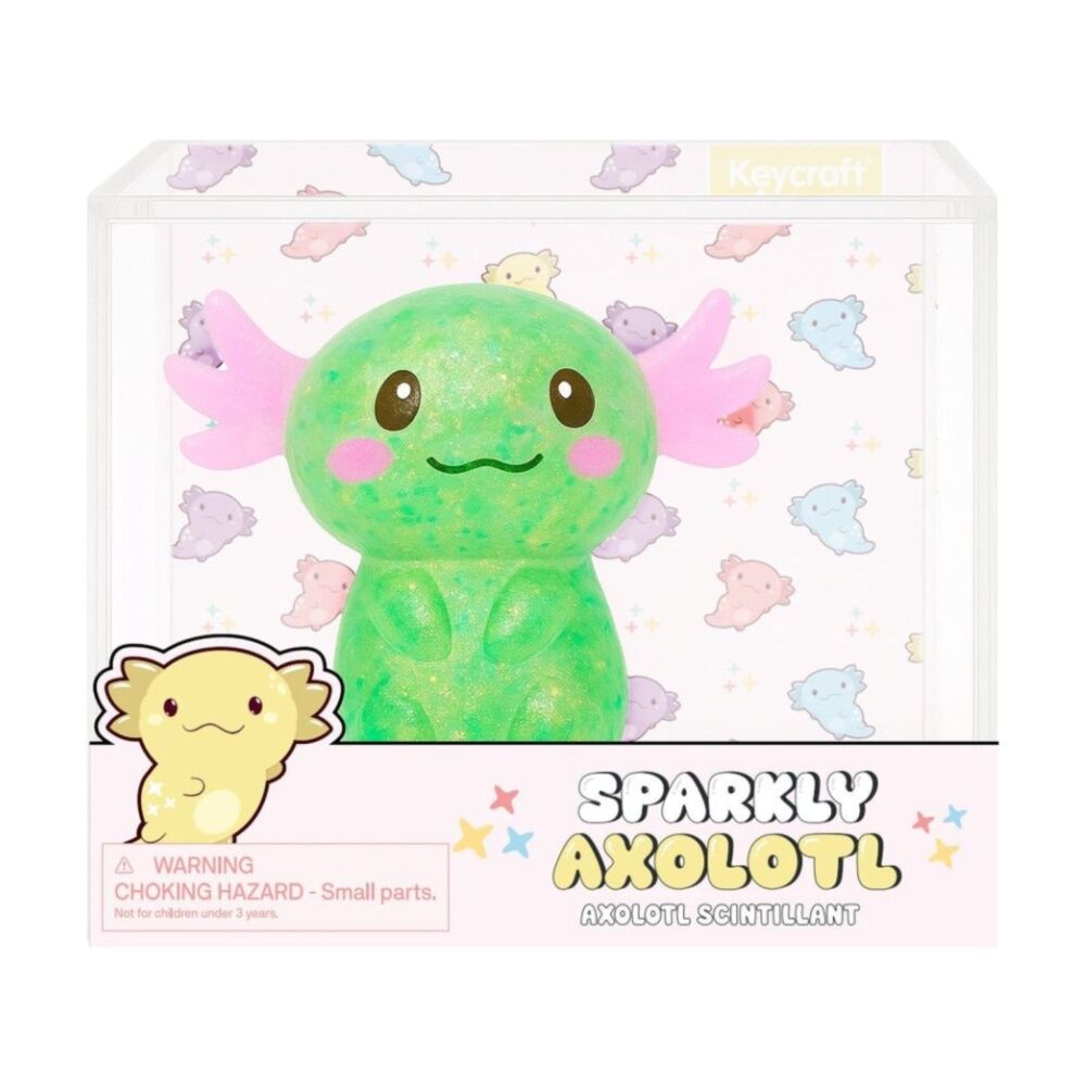 6x Keycraft Glitter Sparkly Axolotl Squeezable Sensory Toy Assorted