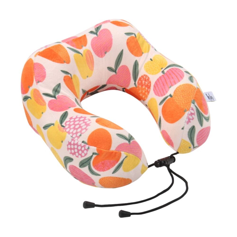 2x Kate Hill Memory Foam Travel Neck Pillow Velvet Cover 27x24x15cm Apples