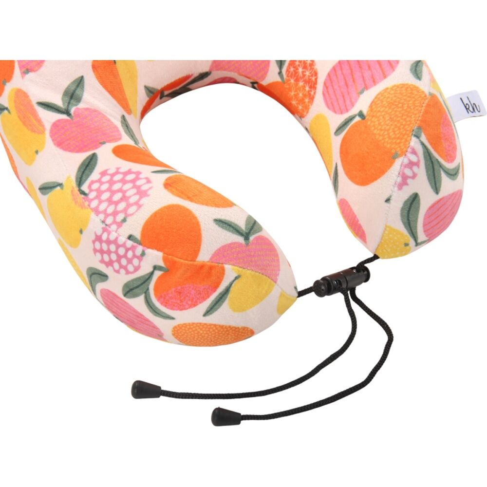 2x Kate Hill Memory Foam Travel Neck Pillow Velvet Cover 27x24x15cm Apples