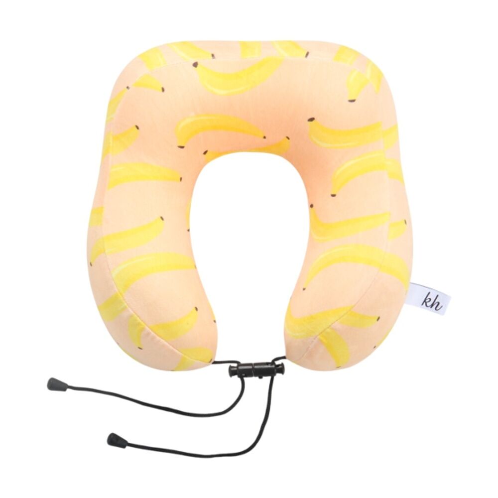 Kate Hill Memory Foam Travel Neck Pillow Velvet Cover 27x24x15cm Bananas