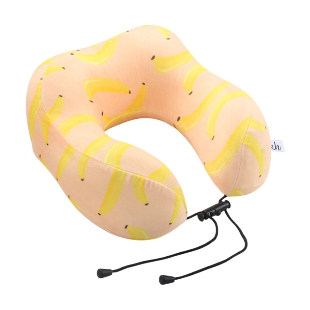 Kate Hill Memory Foam Travel Neck Pillow Velvet Cover 27x24x15cm Bananas
