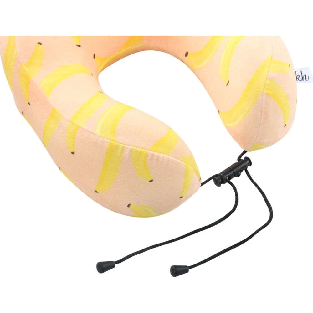 Kate Hill Memory Foam Travel Neck Pillow Velvet Cover 27x24x15cm Bananas