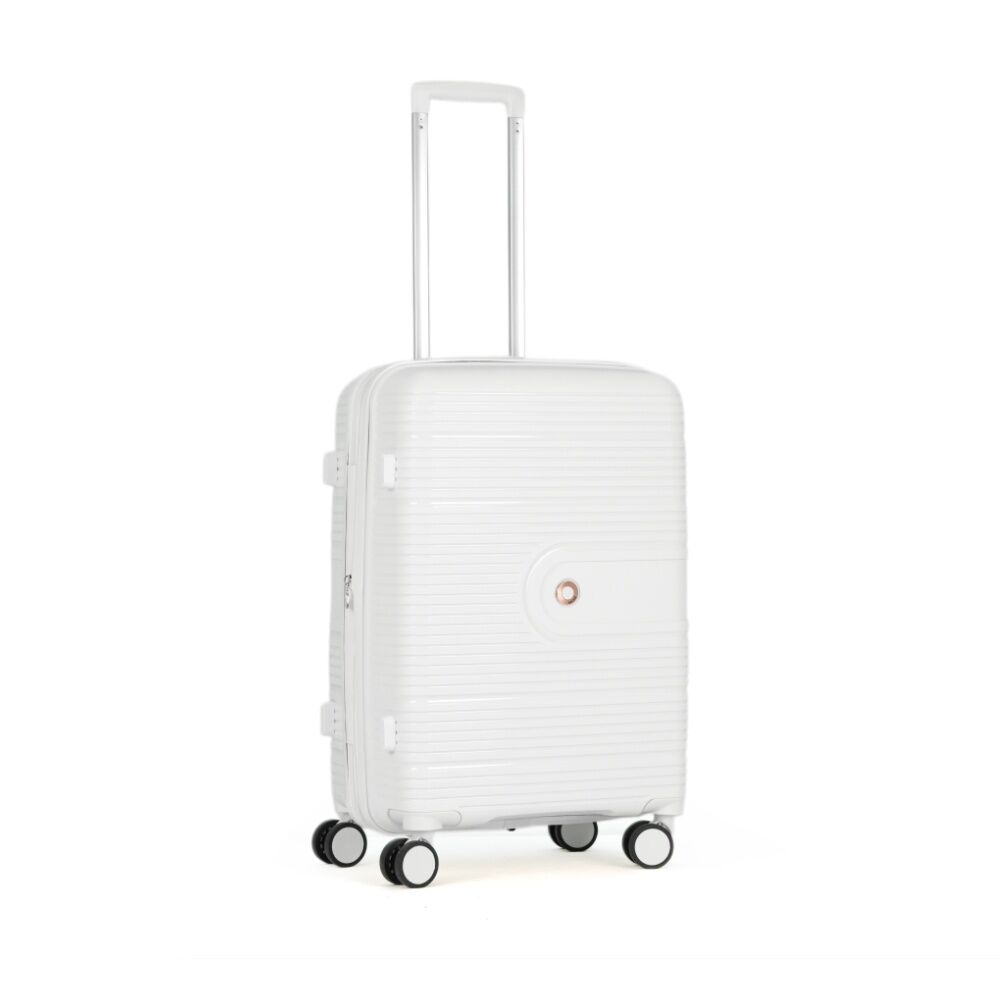 Kate Hill Aspen Medium Luggage Travel Suitcase Lightweight White 64.5x43x27cm