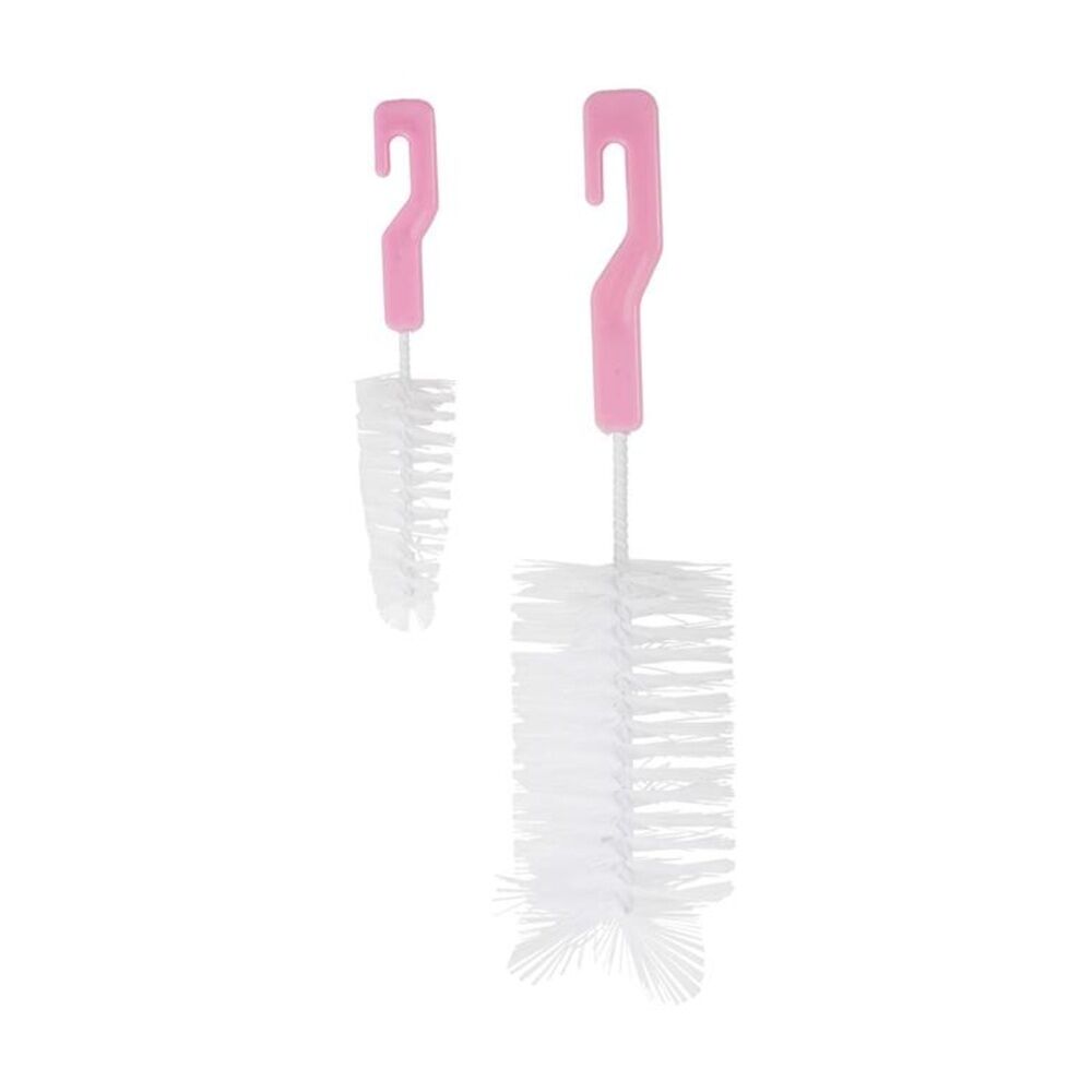 12x 2pc Braz Bottle Cleaning Brush Set W/ Hanging Hook 32cm White/Pink