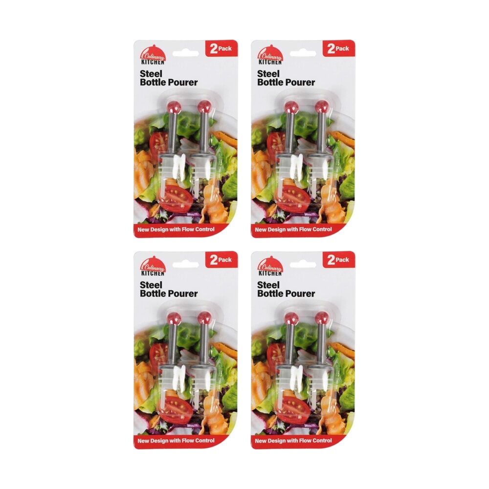 4x 2pc Braz Stainless Steel Bottle Pourer Kitchen Barware Accessory