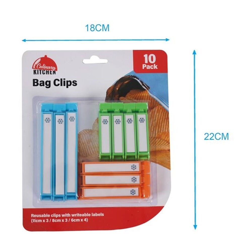 12x 10pc Braz Reusable Food Storage Keep Fresh Bag Clips Blue/Green/Orange